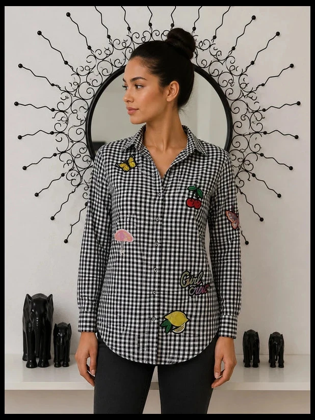 Camisa longa xadrez com bordados H&M Divided – photo 9